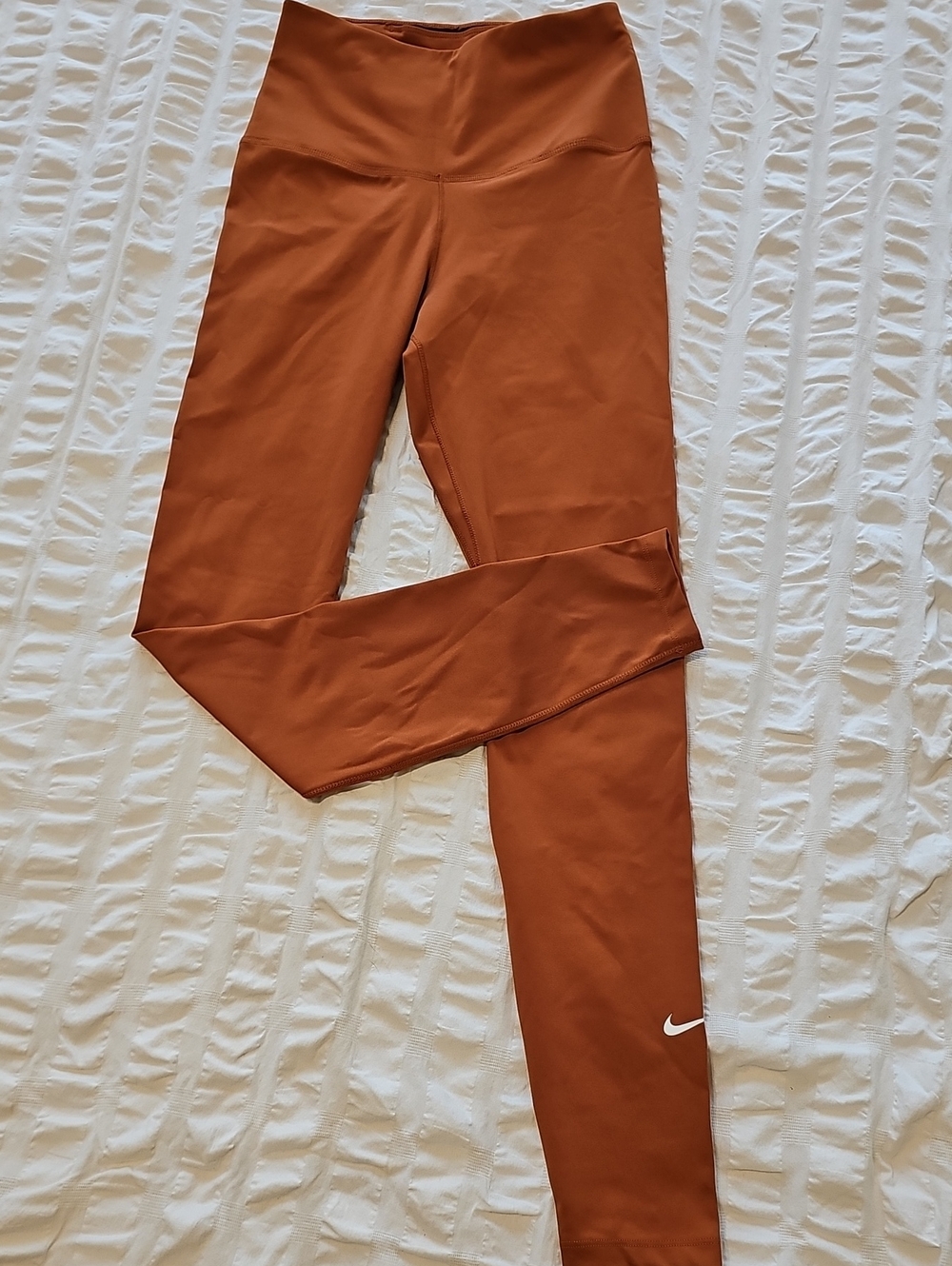 Nike Dry-Fit Size XS Rust-Orange High-Rise Full Length Leggings w/ Waist Pockets